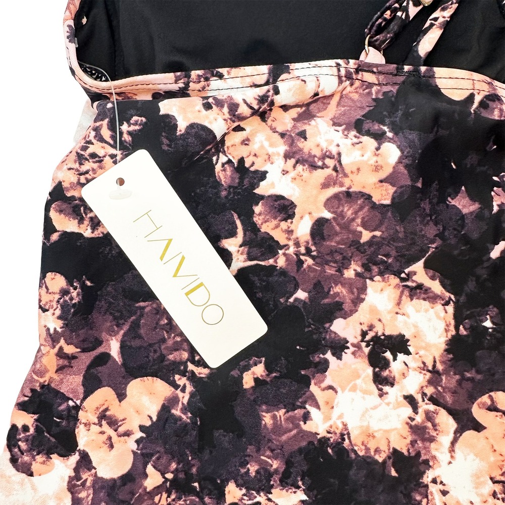 HAIVIDO Strappy‎ Back V-neck Tankini Top NWT • XXL • pink, black • UPF 50 - Picture 5 of 8